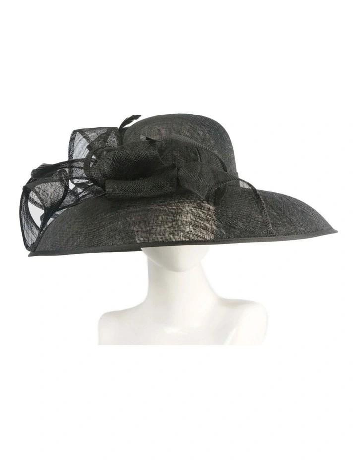 Max Alexander large black sinamay racing hat MA988B image 2