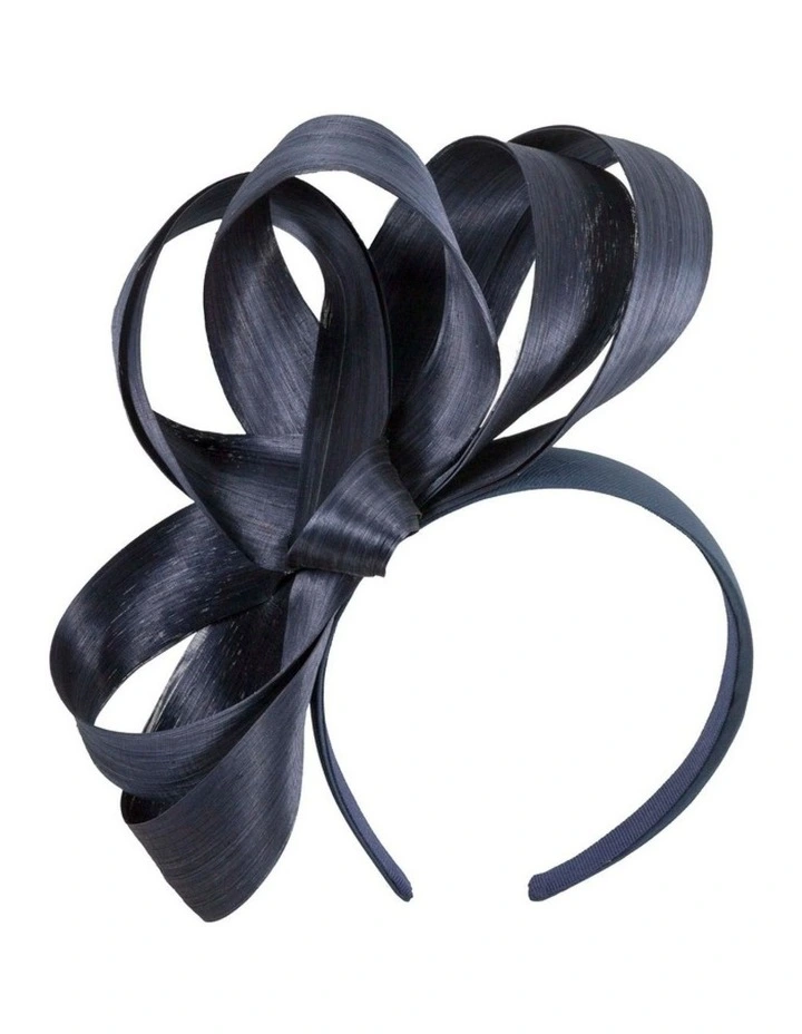 Fillies Collection navy silk abaca loops racing fascinator S344N image 1