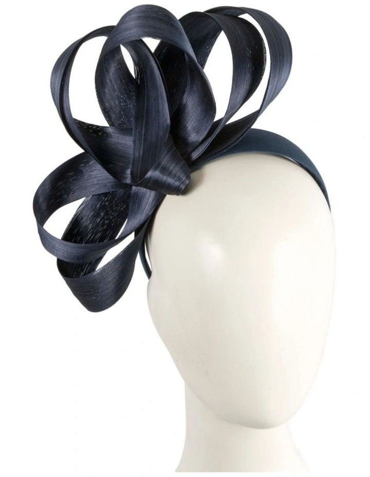 Fillies Collection navy silk abaca loops racing fascinator S344N image 2