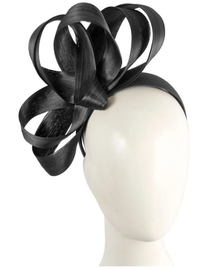 Black silk abaca loops racing fascinator by Fillies Collection S344B image 2