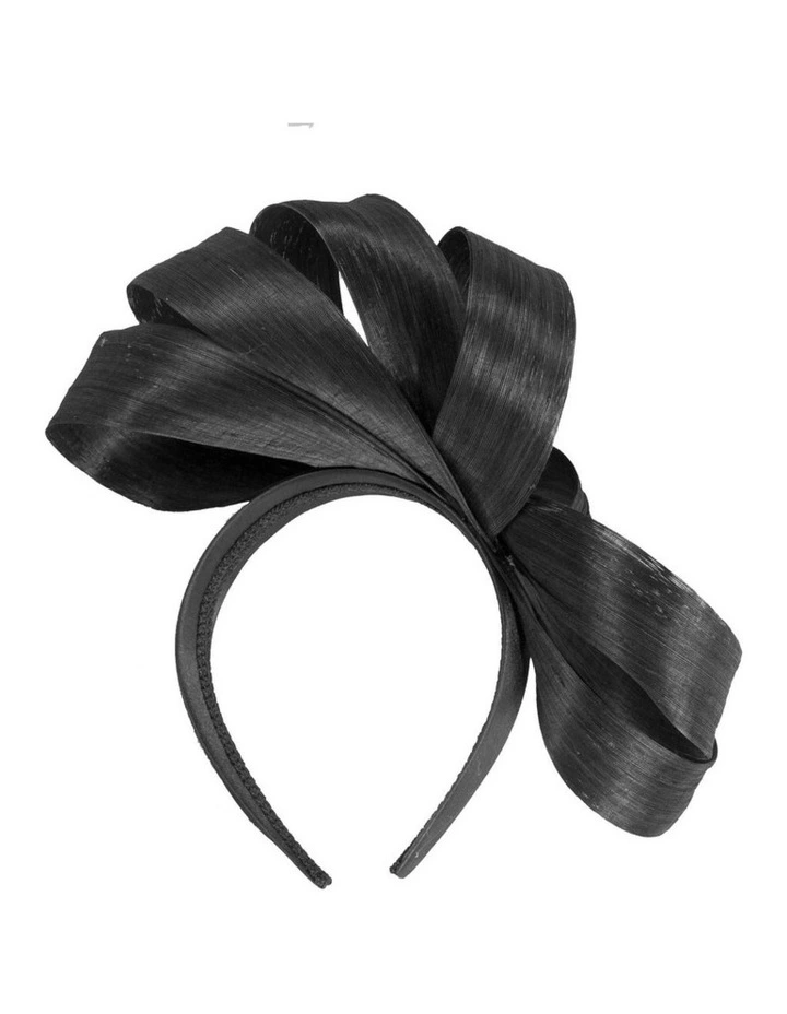Black silk abaca loops racing fascinator by Fillies Collection S344B image 4