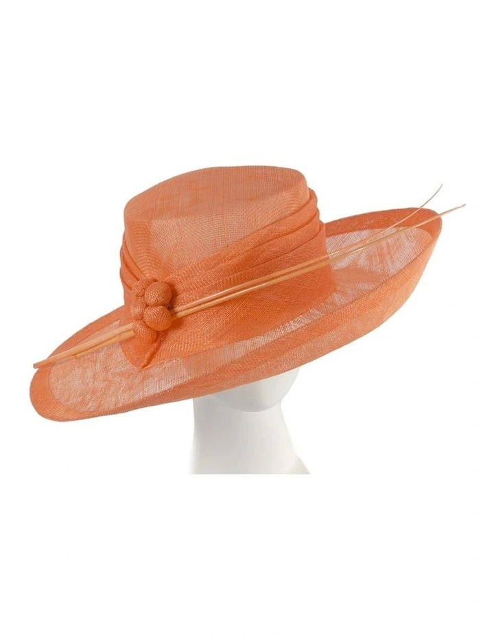 Max Alexander wide brim orange sinamay racing hat MA901OR image 2