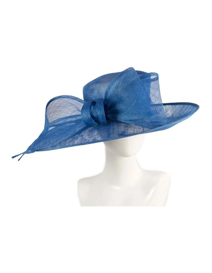 Max Alexander Royal Blue sinamay racing hat with large bow MA994RB image 2