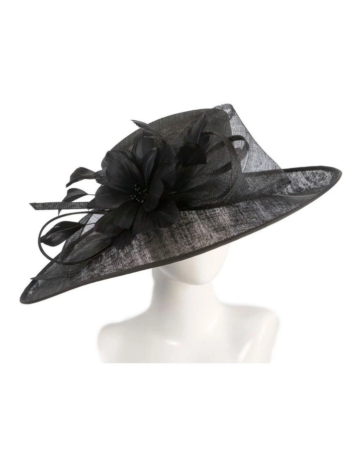 Max Alexander wide brim black sinamay racing hat MA929B image 2