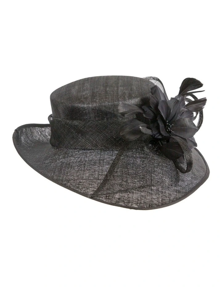 Max Alexander wide brim black sinamay racing hat MA929B image 4
