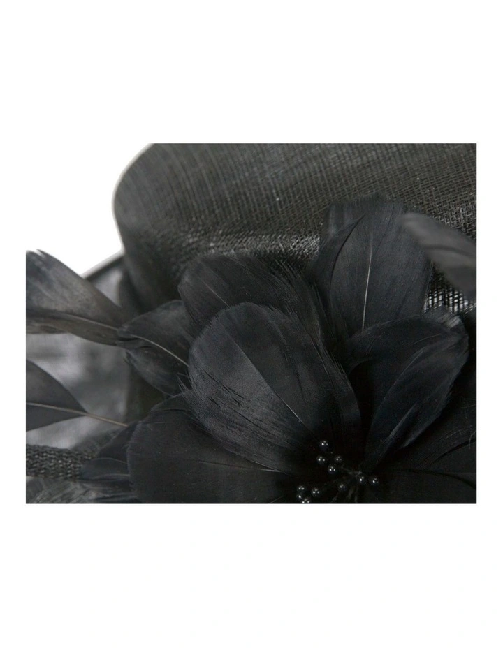 Max Alexander wide brim black sinamay racing hat MA929B image 5