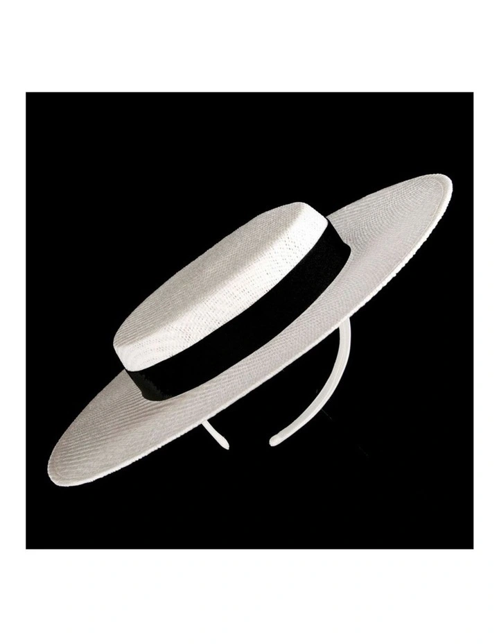 Max Alexander White & Black Boater Hat MA977WB image 1