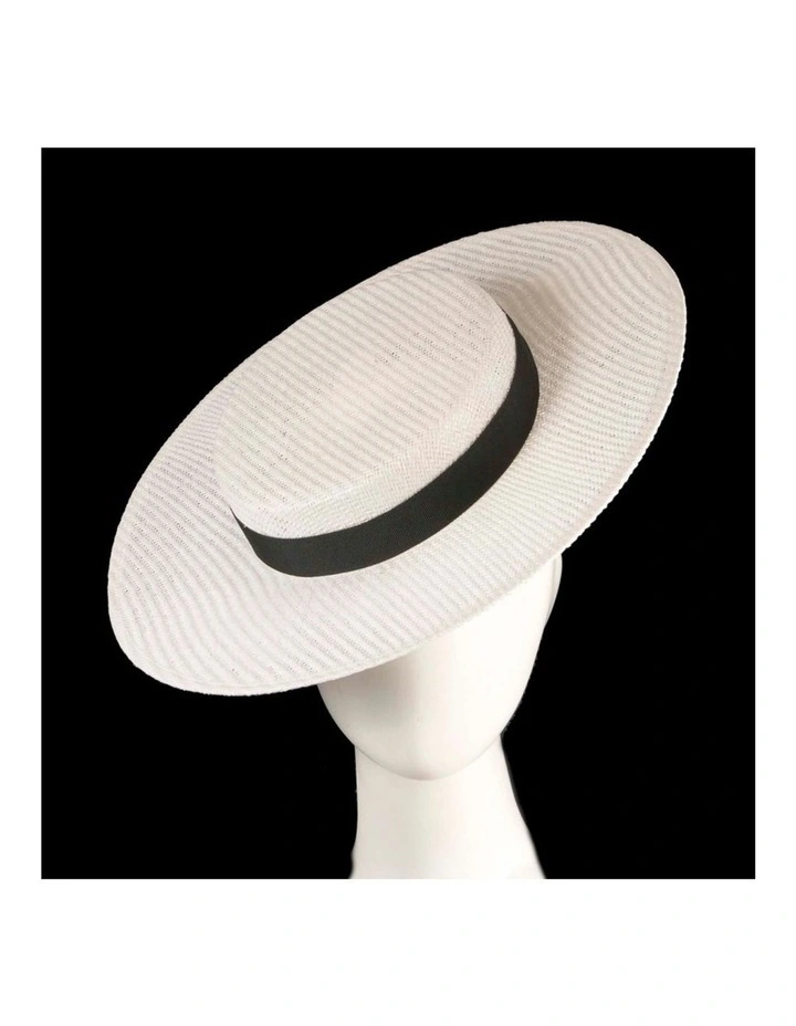 Max Alexander White & Black Boater Hat MA977WB image 2