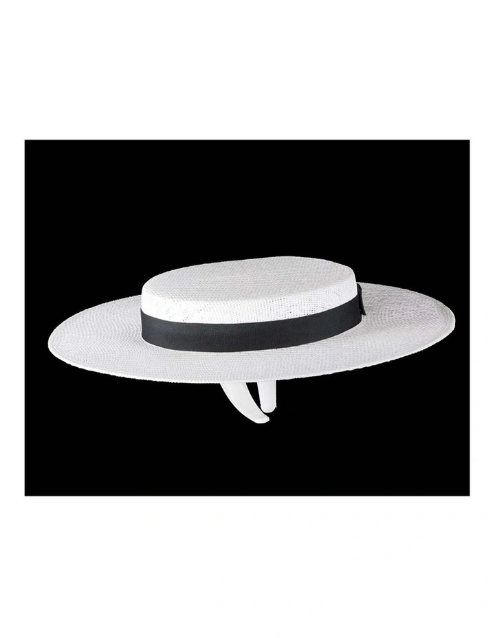 Max Alexander White & Black Boater Hat MA977WB image 3