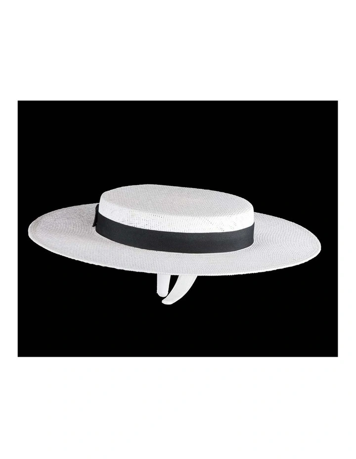 Max Alexander White & Black Boater Hat MA977WB image 4