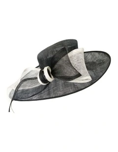 Max Alexander Black & White sinamay wide-brim racing hat MA994BW