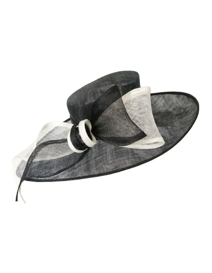 Max Alexander Black & White sinamay wide-brim racing hat MA994BW image 1