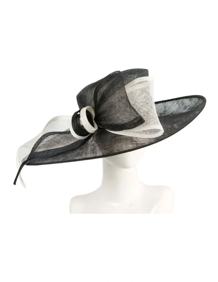 Max Alexander Black & White sinamay wide-brim racing hat MA994BW image 2
