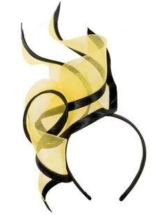 Bespoke yellow & black racing fascinator by Fillies Collection S253YB