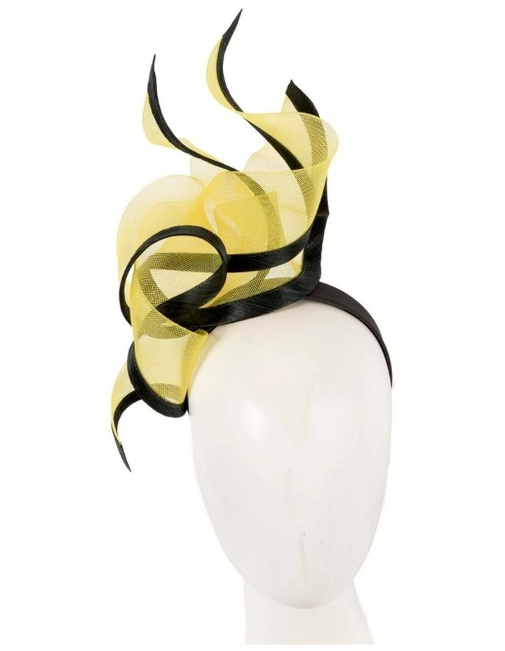Bespoke yellow & black racing fascinator by Fillies Collection S253YB image 2