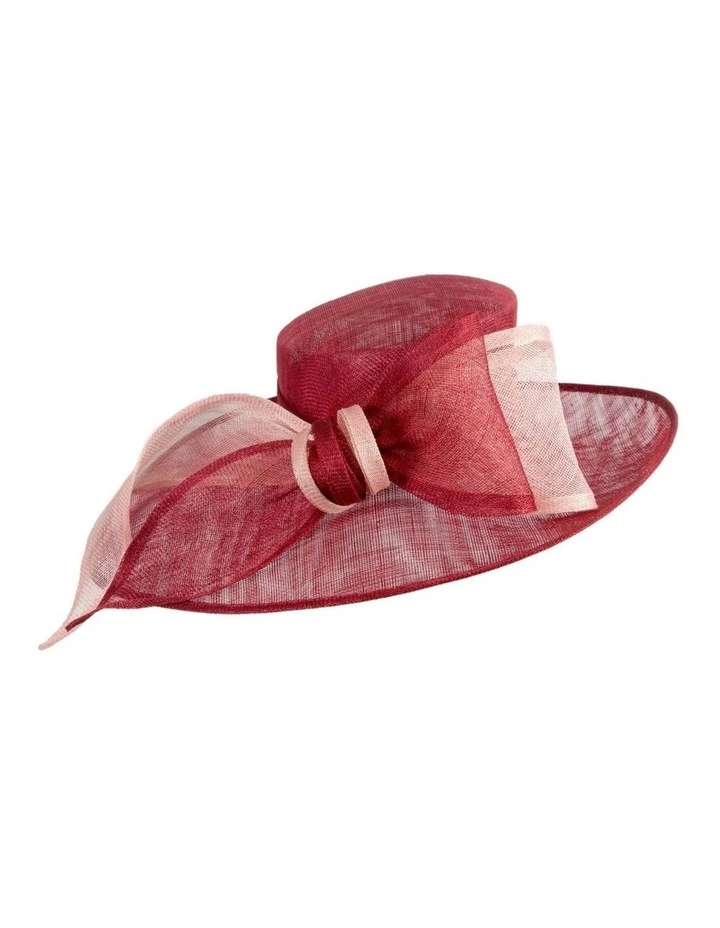 Max Alexander wine and pink sinamay racing hat with large bow MA994WPI image 1