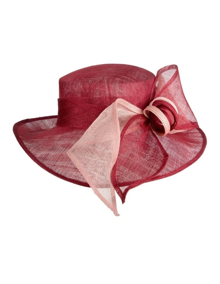 Max Alexander wine and pink sinamay racing hat with large bow MA994WPI image 4