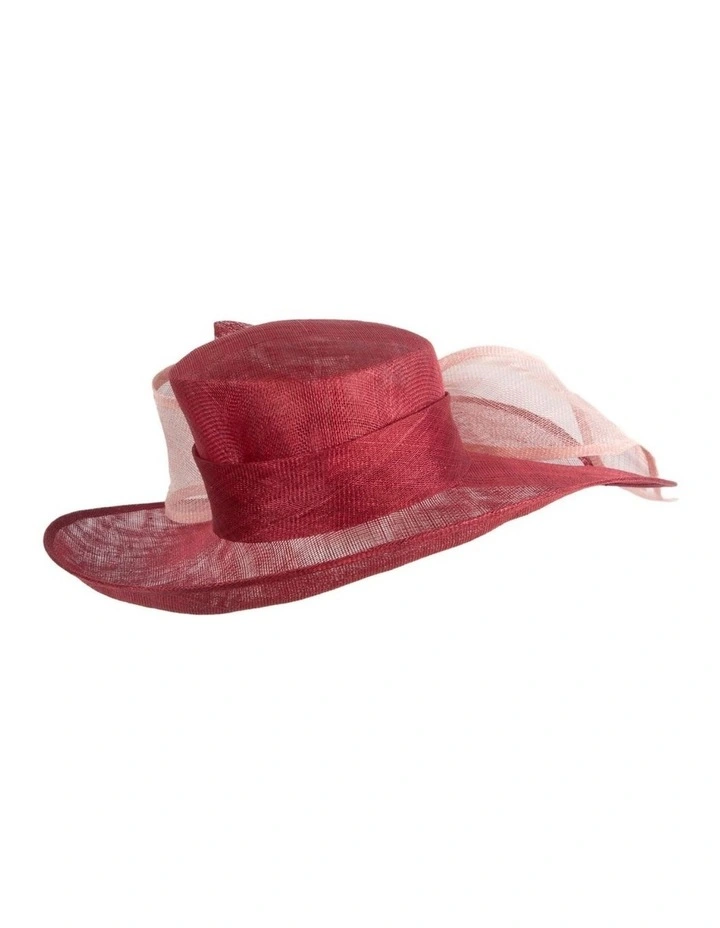 Max Alexander wine and pink sinamay racing hat with large bow MA994WPI image 6