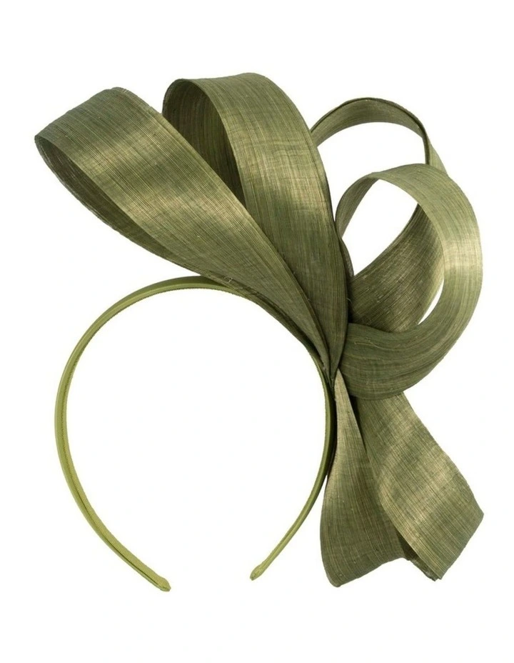 Fillies Collection Olive Green Silk Abaca Loops Racing Fascinator S344OL image 4