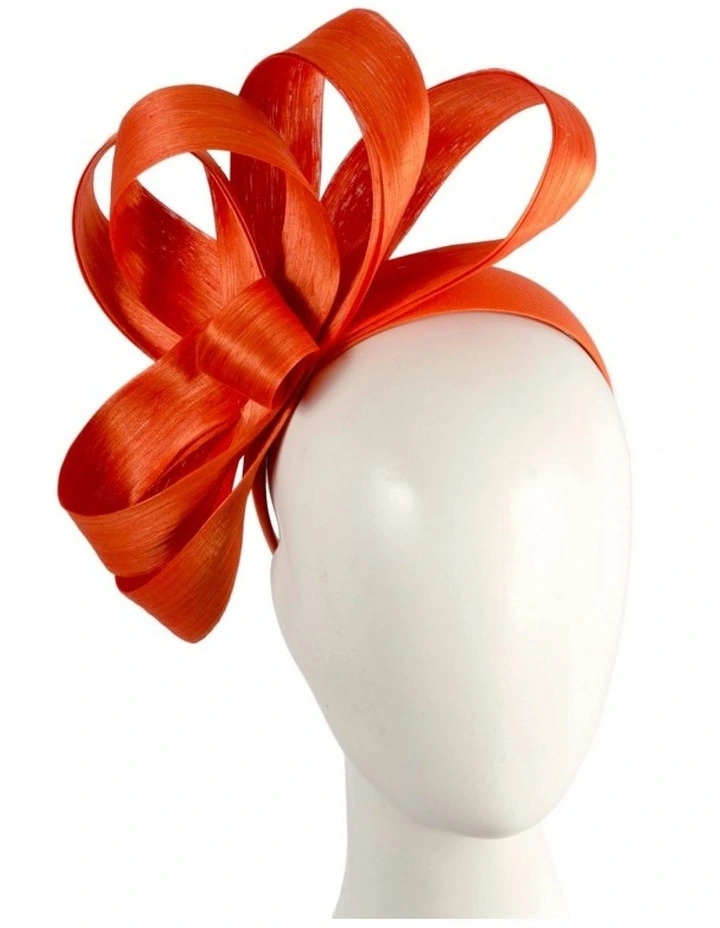 Fillies Collection orange silk abaca loops racing fascinator S344OR image 2