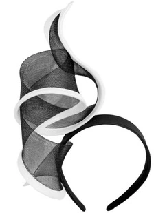 Fillies Collection sculptured black and white racing fascinator S246BW