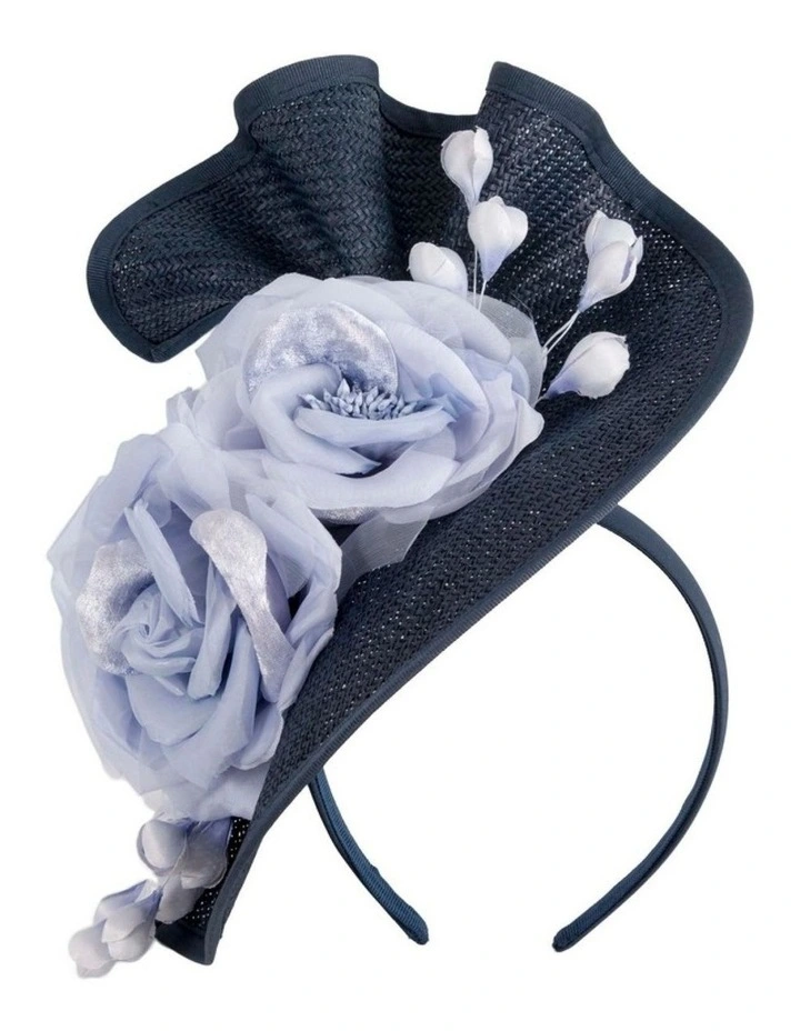 Fillies Collection navy and light blue racing fascinator S315NBL image 1