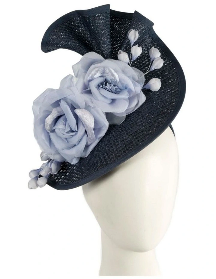 Fillies Collection navy and light blue racing fascinator S315NBL image 2