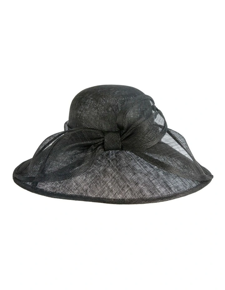 Max Alexander large black sinamay racing hat with bow MA986B image 3