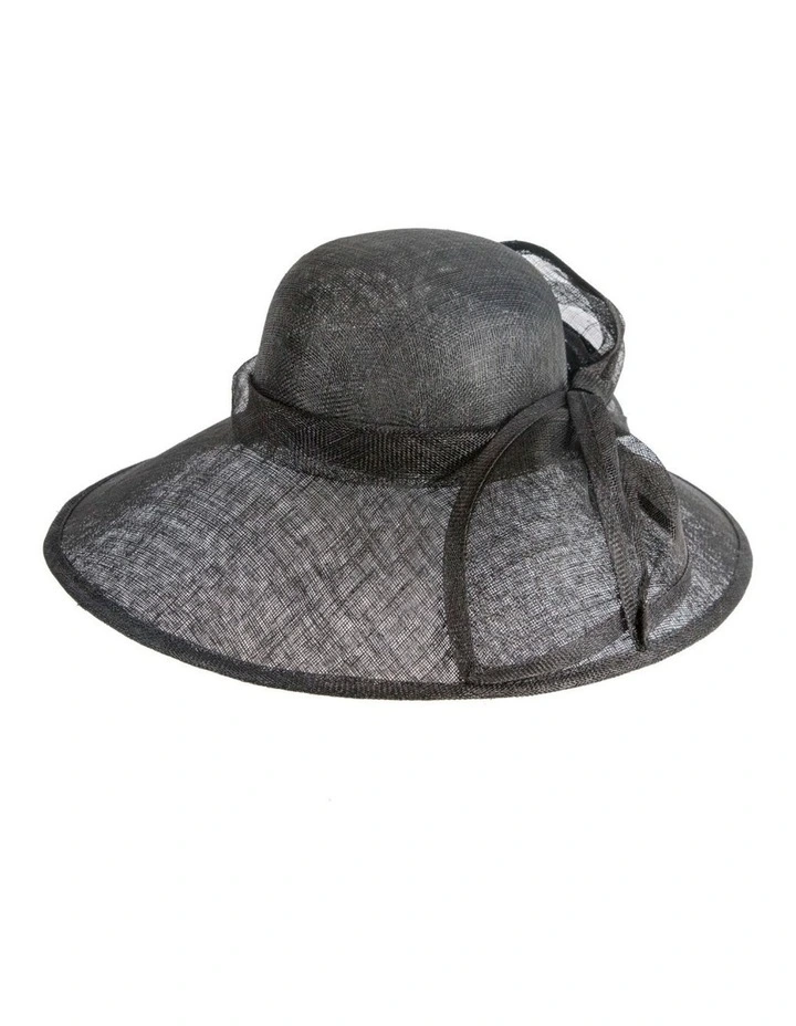 Max Alexander large black sinamay racing hat with bow MA986B image 5