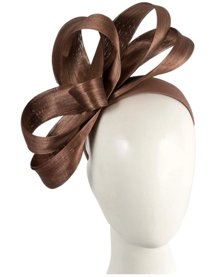 Fillies Collection coffee silk abaca loops racing fascinator S344CF image 2