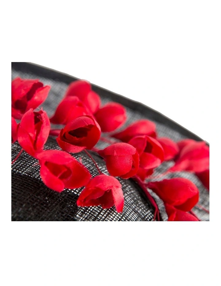 Max Alexander large black sinamay fascinator with red flower MA959BR image 4