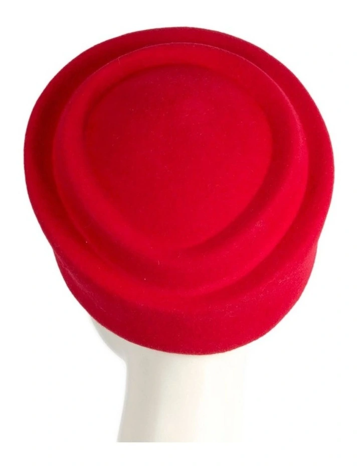 Max Alexander Red Wool Felt Pillbox Racing Hat J464R image 2