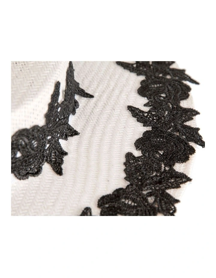 White boater hat with black lace by Cupids Millinery image 4