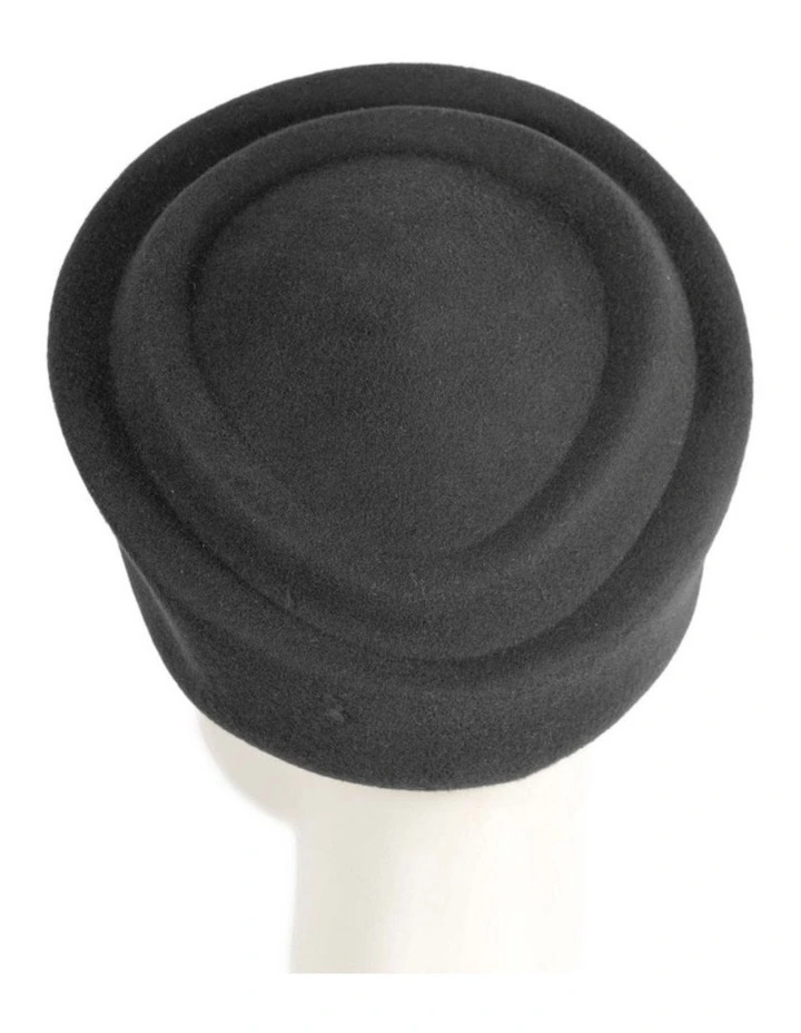 Max Alexander Black Wool Felt Pillbox Hat - One Size image 2