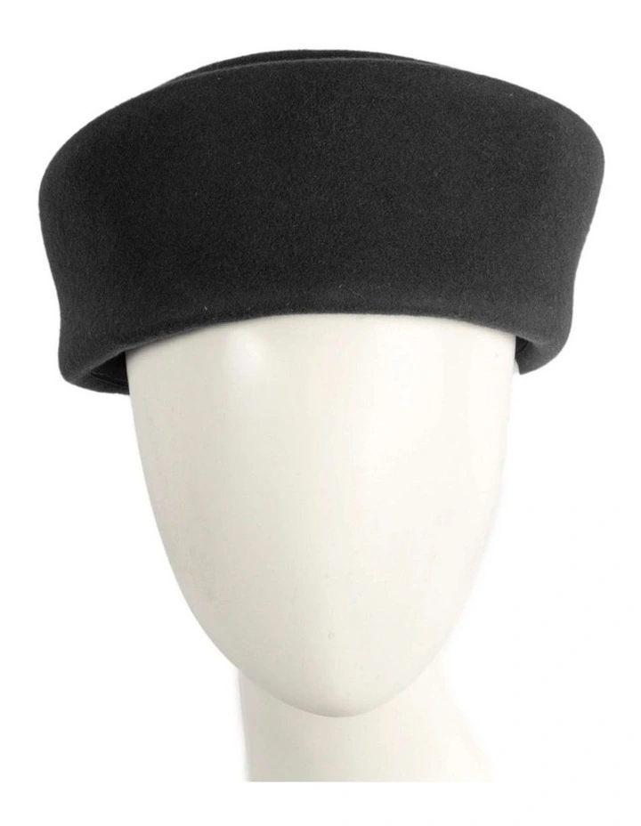 Max Alexander Black Wool Felt Pillbox Hat - One Size image 3
