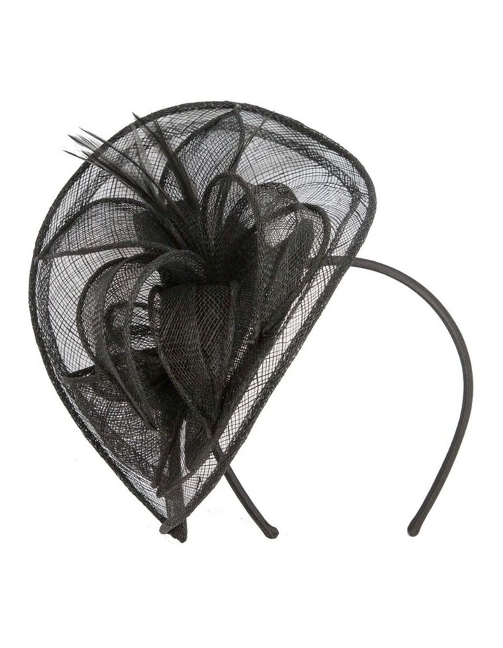 Max Alexander black sinamay racing fascinator MA954B image 1