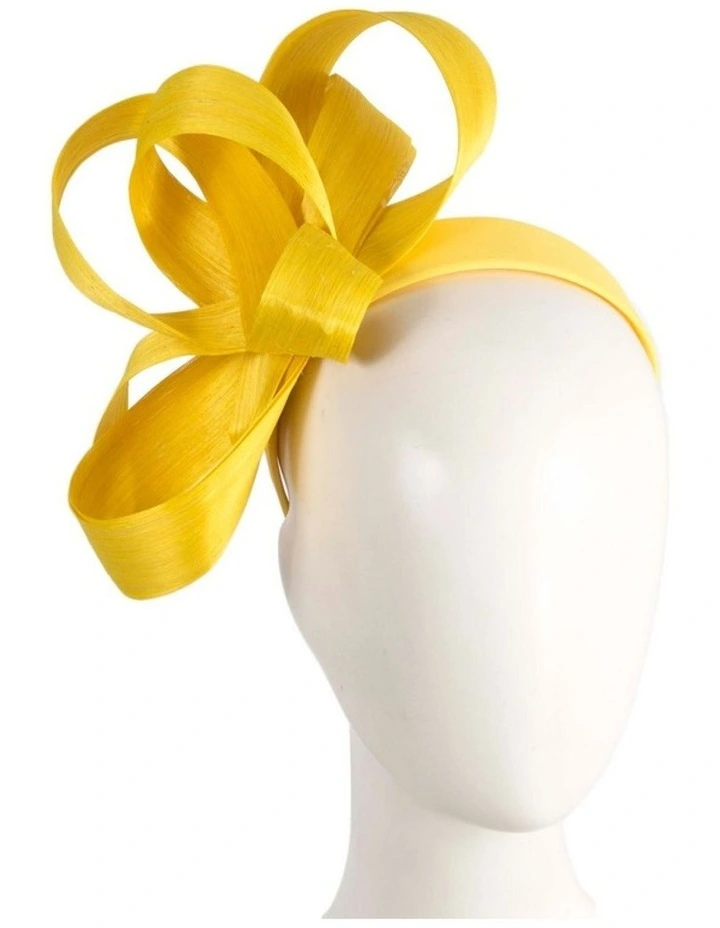 Fillies Collection yellow silk abaca loops racing fascinator S344Y image 2