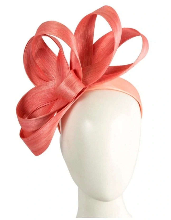 Fillies Collection Coral Silk Abaca Loops Racing Fascinator S344CR image 2