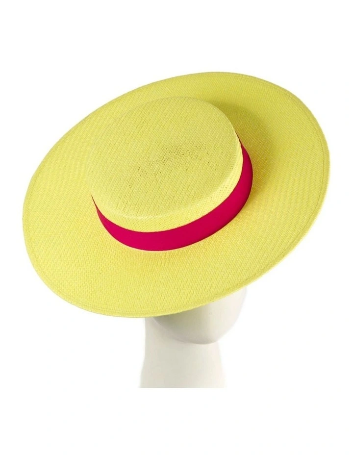 Max Alexander Fluro Yellow & Fuchsia Boater Hat MA977FYF image 2