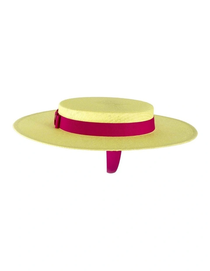Max Alexander Fluro Yellow & Fuchsia Boater Hat MA977FYF image 3