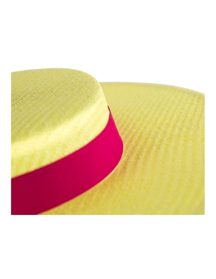 Max Alexander Fluro Yellow & Fuchsia Boater Hat MA977FYF image 4