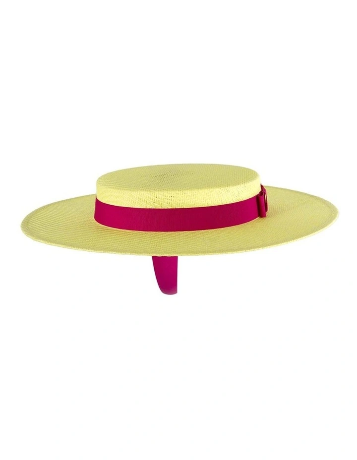 Max Alexander Fluro Yellow & Fuchsia Boater Hat MA977FYF image 5