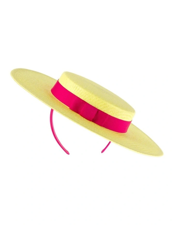 Max Alexander Fluro Yellow & Fuchsia Boater Hat MA977FYF image 6