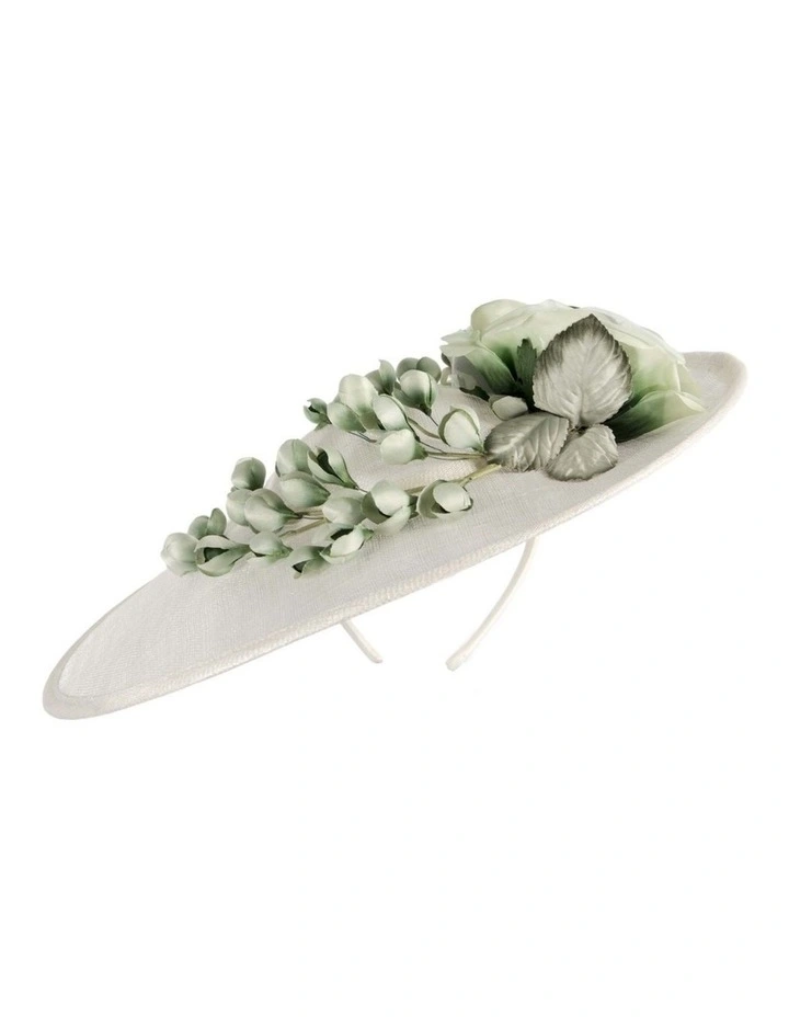 Max Alexander large cream & white sinamay fascinator with mint flower MA959WMI image 5