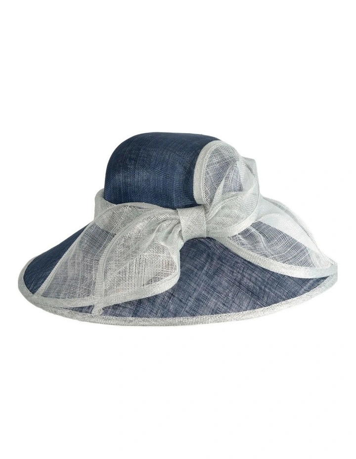 Max Alexander large navy sinamay racing hat with light blue bow MA986NBL image 4