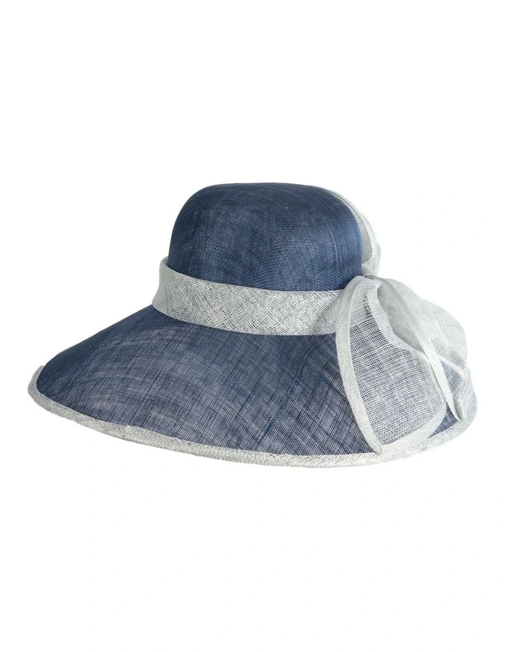 Max Alexander large navy sinamay racing hat with light blue bow MA986NBL image 6