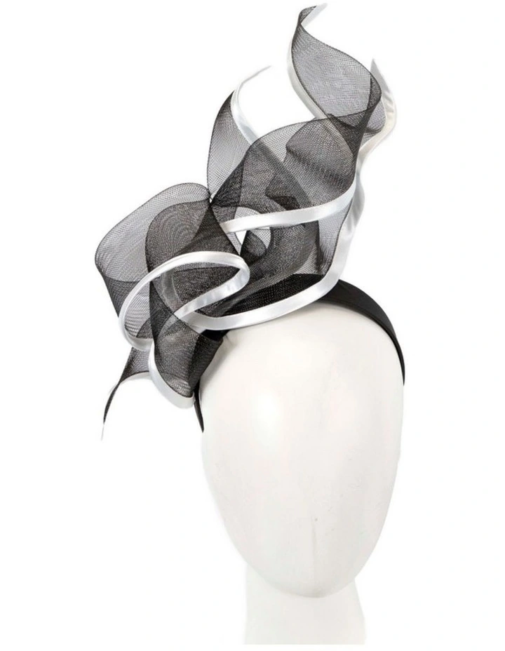 Bespoke black & white racing fascinator by Fillies Collection S253BW image 2