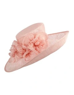 Max Alexander pink wide-brim sinamay racing hat MA992PI