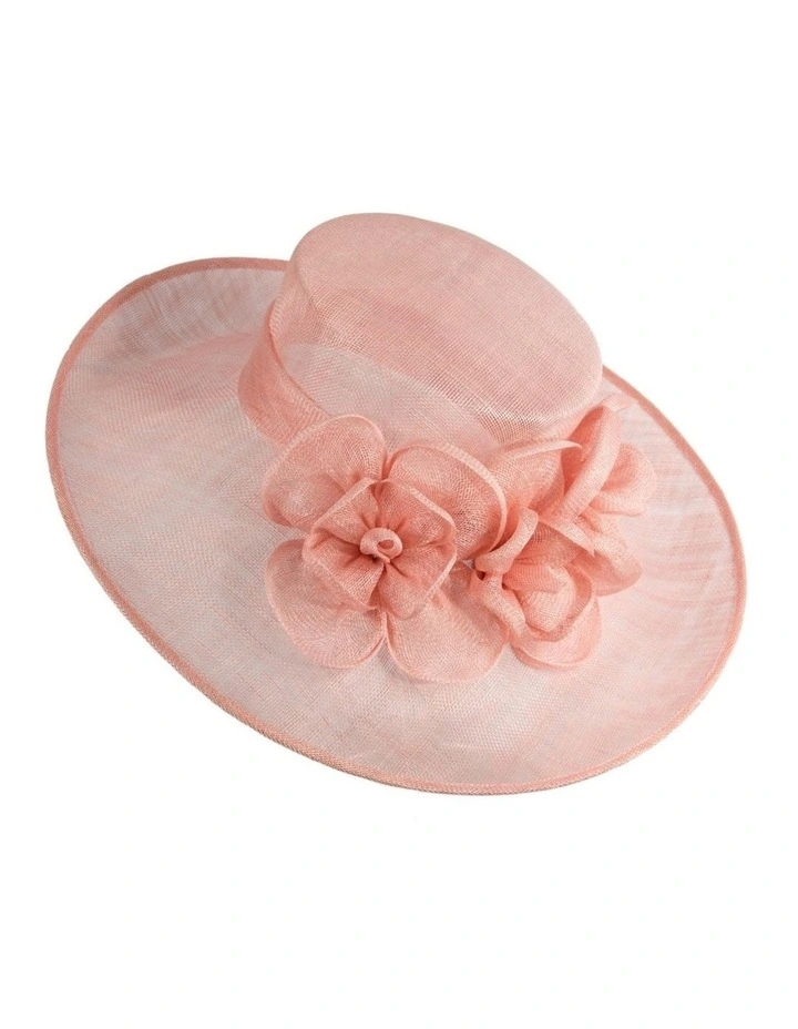 Max Alexander pink wide-brim sinamay racing hat MA992PI image 3