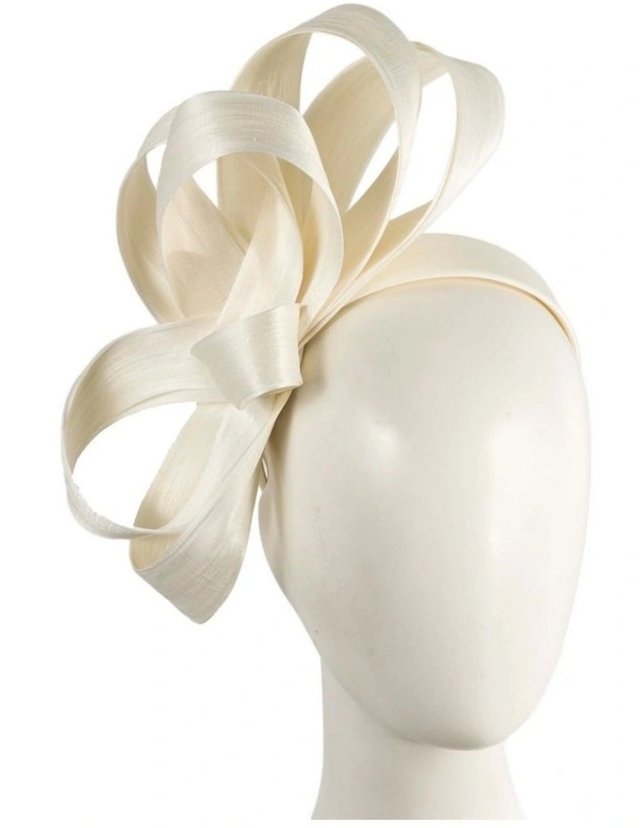 Cream silk abaca loops racing fascinator by Fillies Collection S344C image 2